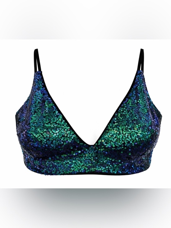 SHEIN Other - ✨ Shimmer Sequin Bralette Top – Blue/Green Iridescent – SIZE LARGE ✨